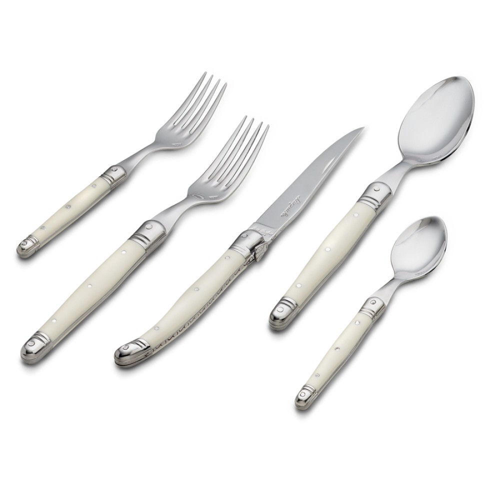 Jean Dubost Laguiole 20-Piece High Gauge Flatware Sets - Ivory
