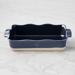 Emile Henry French Ceramic Ruffle Rectangular Baker, Large, Navy