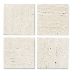 Travertine Rectangular Coffee Table, Stainless-Steel (56")