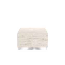 Travertine Rectangular Coffee Table, Stainless-Steel (56")