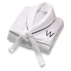 Chambers® Solid Hydrocotton Robe with Piping, Small, Navy