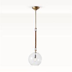 Solano Pendant, Clear Glass Shade, Antique Brass/Brown