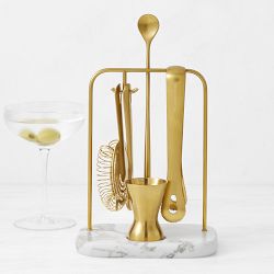 Williams Sonoma Encore Bar Tool with Stand Set, Antique Brass