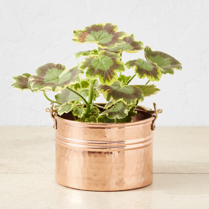 Copper Ribbed Round Planter