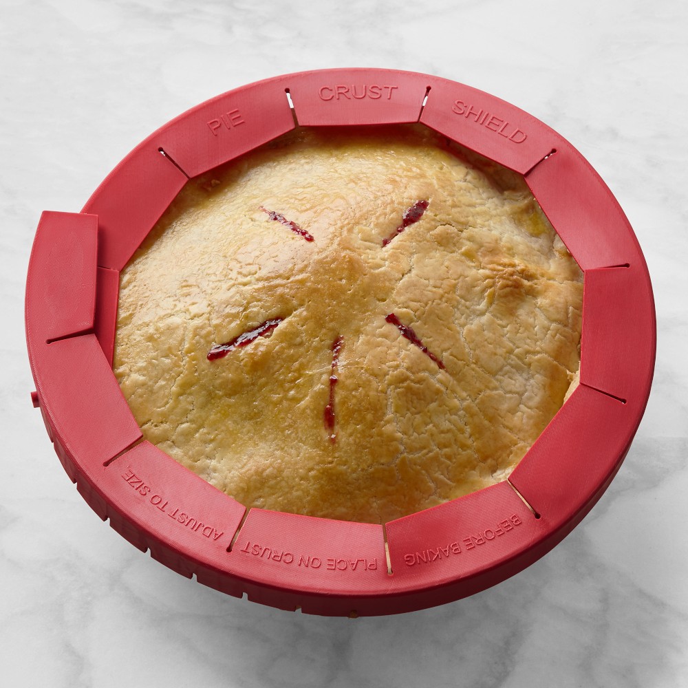 Williams Sonoma Silicone Adjustable Pie Crust Shield - Red