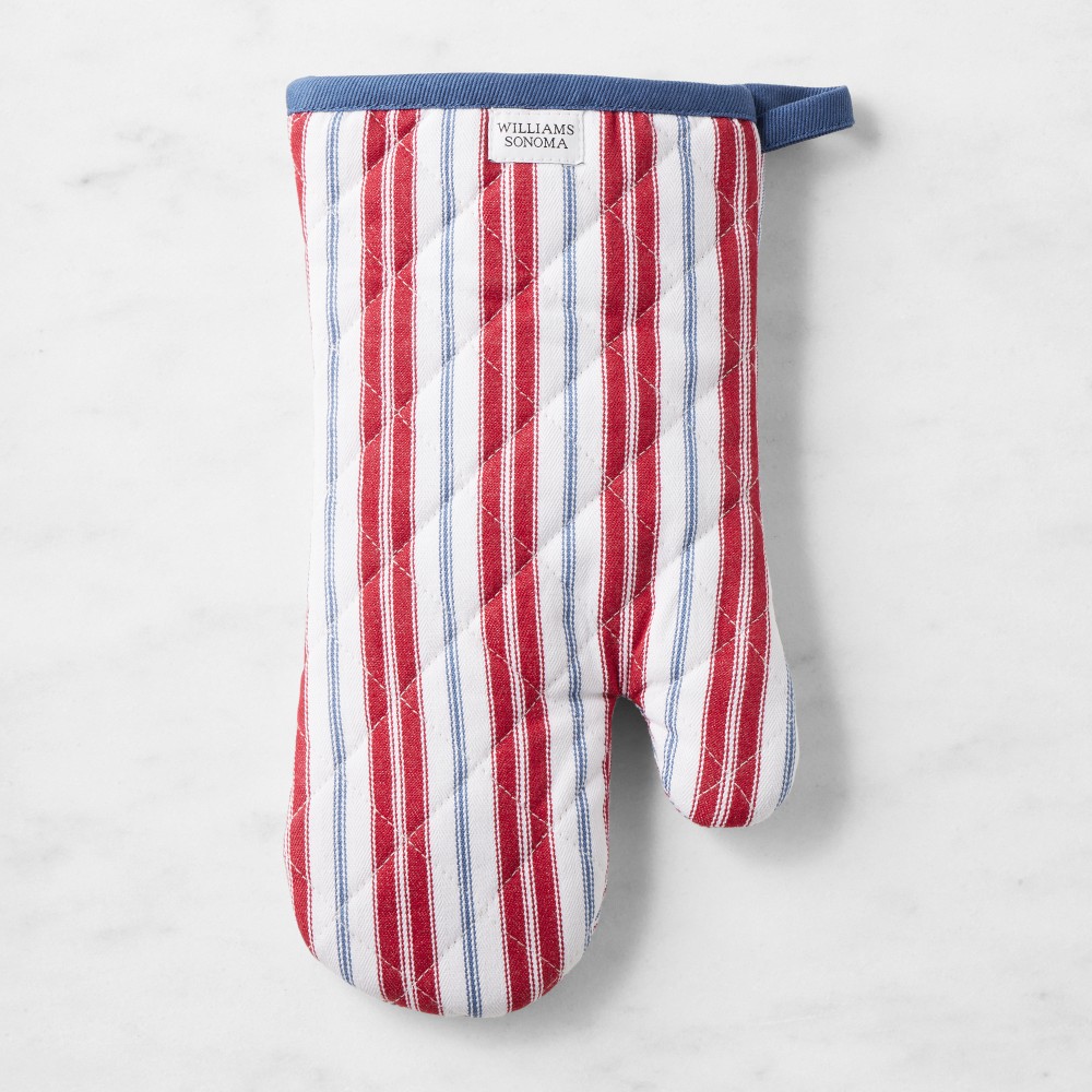 Williams Sonoma Heritage Stripe Oven Mitt - Red & Blue