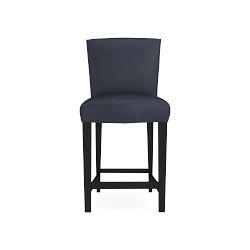 OPEN BOX: Fitzgerald Dining Counter Stool, Como Leather, Blue, Ebony Leg