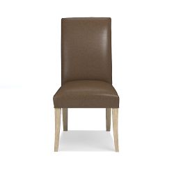 OPEN BOX:Belvedere Dining Side Chair, Italian Distressed Leather, Toffee, Heritage Grey Leg