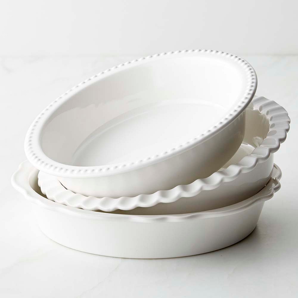Williams Sonoma Stoneware Pie Dish, Set of 3 - Set of 3, White