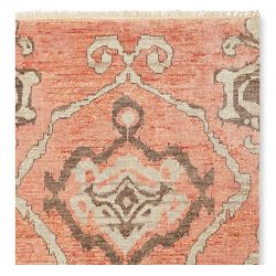 Tashkent Ikat Hand Knotted Rug Swatch, 18X18", Blush