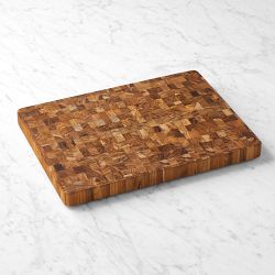 Williams Sonoma Large Endgrain Cutting Board with Feet, Teak, 15" x 20"