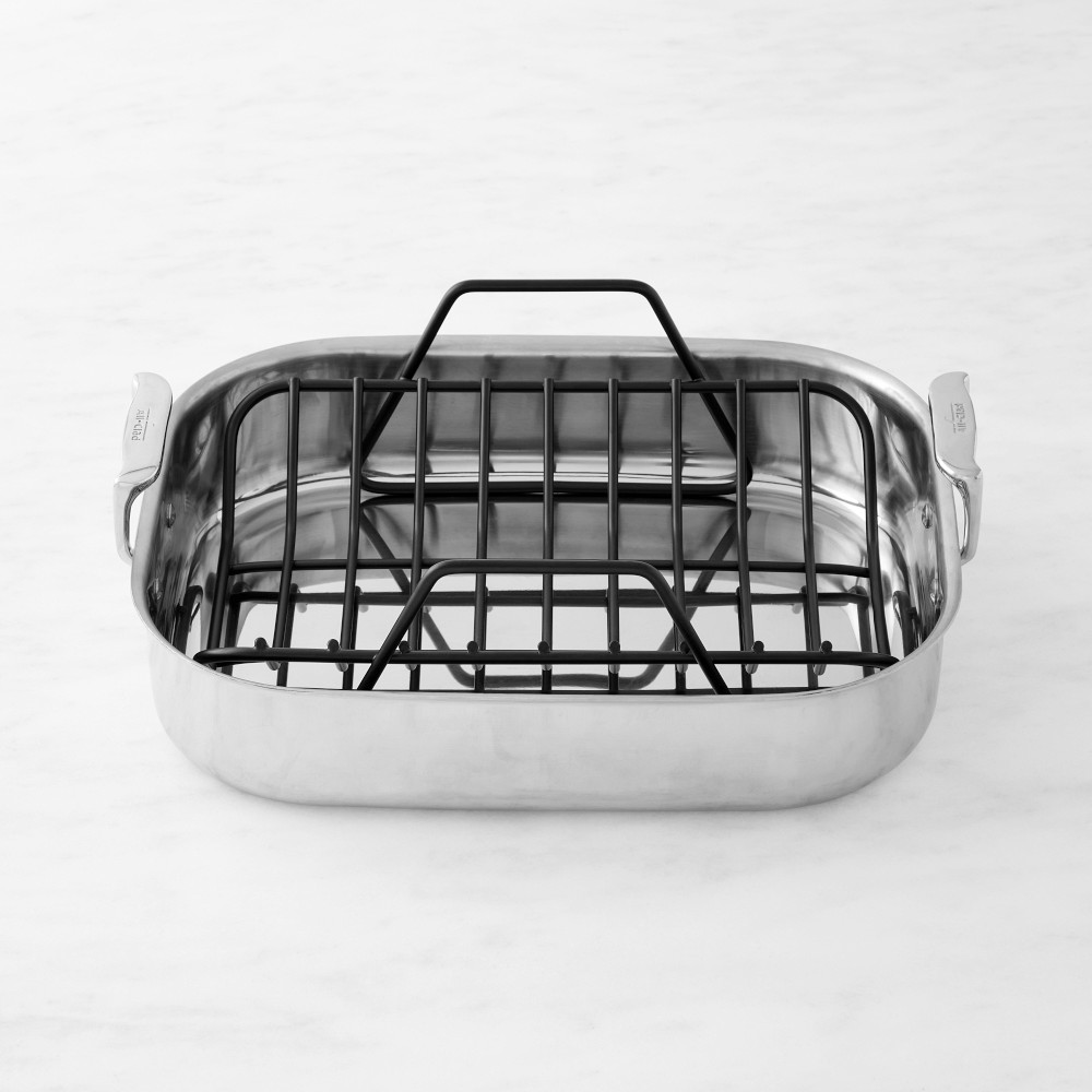 All-Clad Stainless-Steel Roasting Pan with Rack - Small