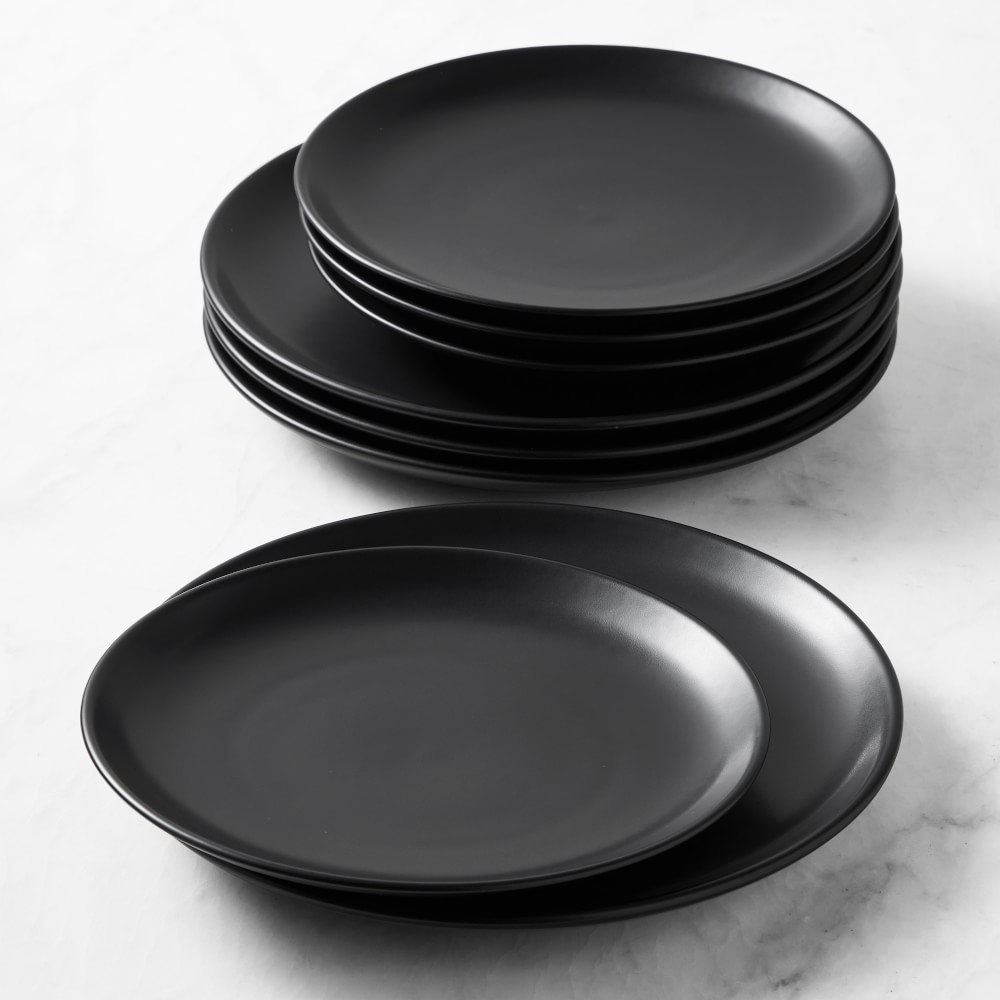 Open Kitchen by Williams Sonoma Matte Coupe Dinner & Salad Plates, Set of 8 - Set of 8, Black