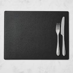 Faux Shagreen Rectangle Placemat, Black