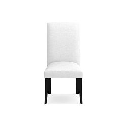 OPEN BOX: Belvedere Dining Side Chair, Perennials Performance Basketweave, White, Ebony Leg