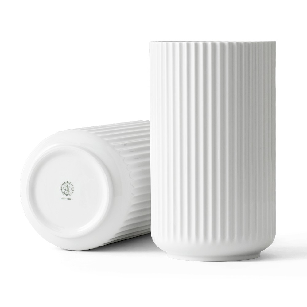 Lyngby Porcelain Vase - White, 9.8 " x 5.9"