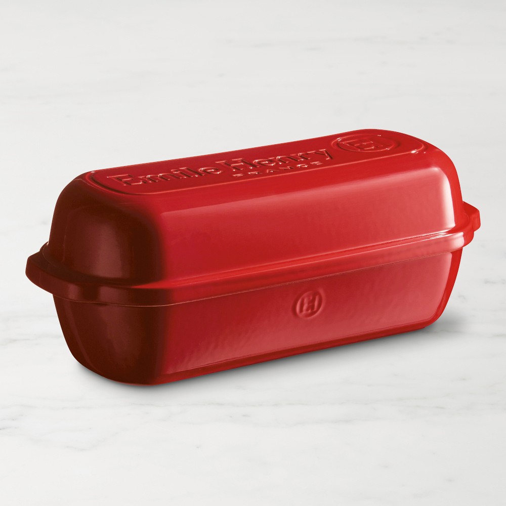Emile Henry French Ceramic Italian Bread Loaf Baker - Burgundy
