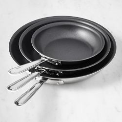 All-Clad D5 Brushed Stainless-Steel Nonstick 3-Piece Fry Pan Set