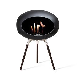 Le Feu Dome Ground Low Fireplace, Black, Polished Steel Bowl, Black Legs, 45cm