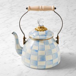 MacKenzie-Childs Tea Kettle, Sky Check, 2-Qt.
