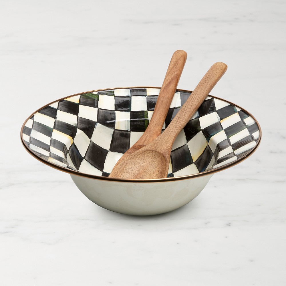 MacKenzie-Childs Courtly Check Salad Bowl and Server Set
