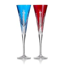 Waterford USA 250 Toasting Flutes, Set of 2, Blue & Red