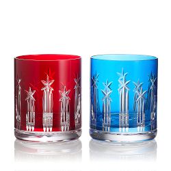 Waterford USA 250 Double Old-Fashioned Glasses, Set of 2, Blue & Red