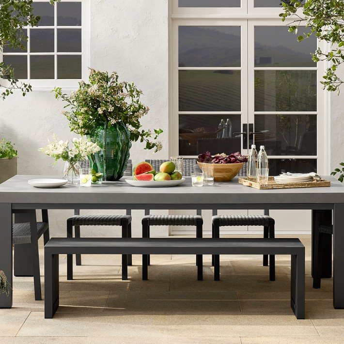 Larnaca Outdoor Metal Dining Bench | Williams Sonoma