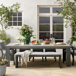 Larnaca Outdoor Slate Grey Metal Fiberstone Dining Table (96"-108")
