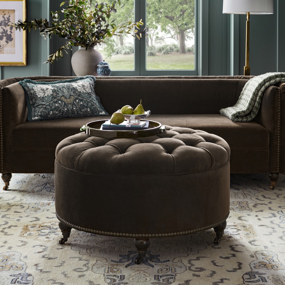 Soho Tufted Round Storage Ottoman (36") by Williams Sonoma Home