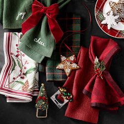 Cloisonné Holly Napkin Rings, Set of 4