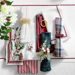 Red Border Napkins, Set of 4