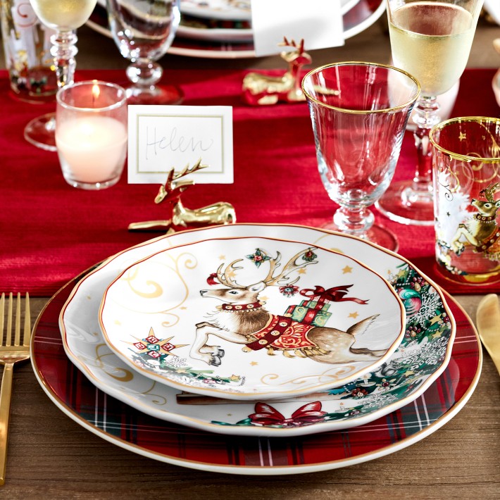 【新品】　WILLIAMS-SONOMA クリスマスプレート Twas the Night Before Christmas Dinner Plate Set - Set of 4