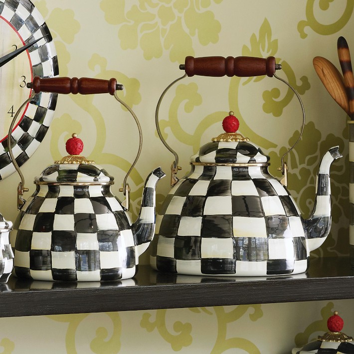 Mackenzie-Childsコートリーチェック×タータン キャッシュポット MacKenzie-Childs Courtly Check Enamel Tea Kettle