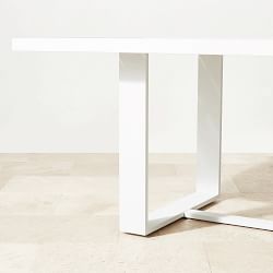 Santa Barbara White Metal Dining Table (84"-124") &amp; Dining Chairs