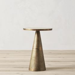 OPEN BOX:Lark Accent Table, Aluminum, Marble, Antique Brass, White
