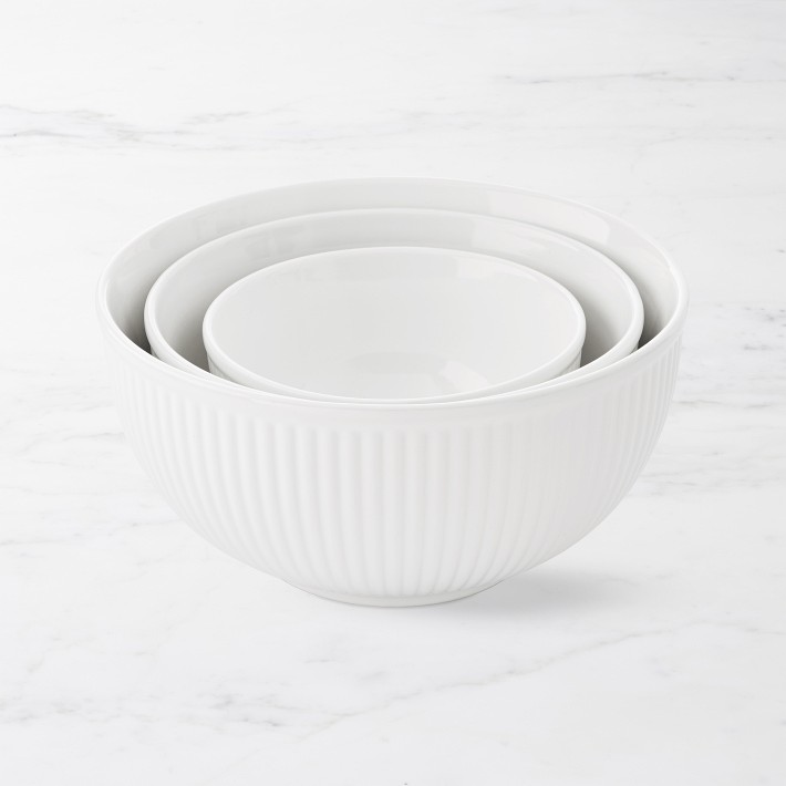 White Ribbed Ceramic Mixing Bowls - Set of 3 | Williams Sonoma