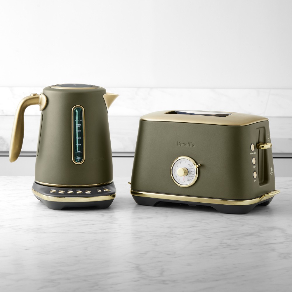 Breville Luxe Kettle & Toaster Set Brass Collection - Olive Tapenade & Brass