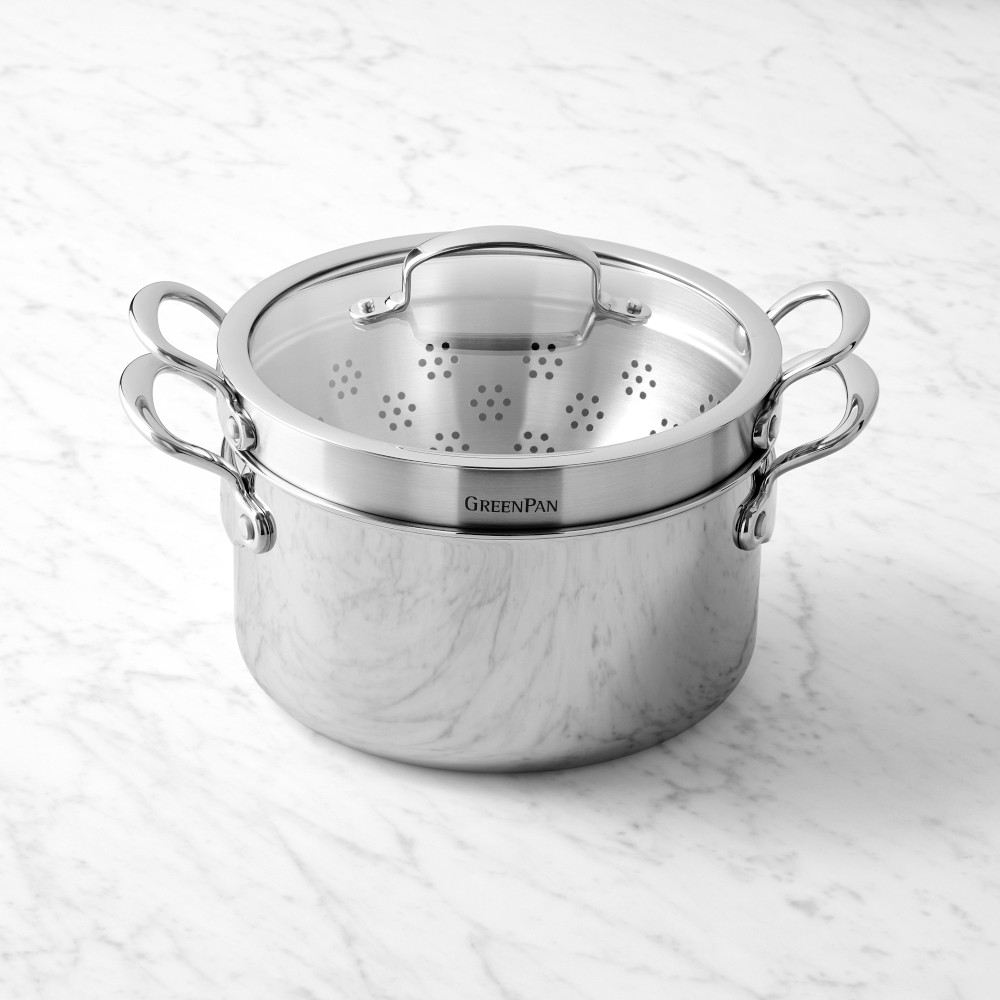 GreenPan™ Premiere Max Stainless-Steel Ceramic Nonstick Steamer Multipot, 6-Qt. - 6-Qt.