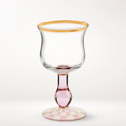 MacKenzie-Childs Rosy Check Wine Glass