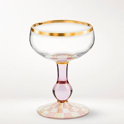 MacKenzie-Childs Rosy Check Coupe Glass