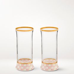 MacKenzie-Childs Rosy Check Highball Glasses, Set of 2