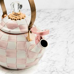 MacKenzie-Childs Rosy Check Whistling Tea Kettle