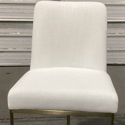 OPEN BOX: Bradley Curved Back Side Chair, Performance Slub Weave White, Antique Brass