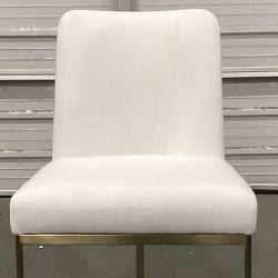 OPEN BOX: Bradley Curved Back Side Chair, Performance Slub Weave White, Antique Brass