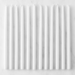 10" White Tiny Taper Candles, Set of 12