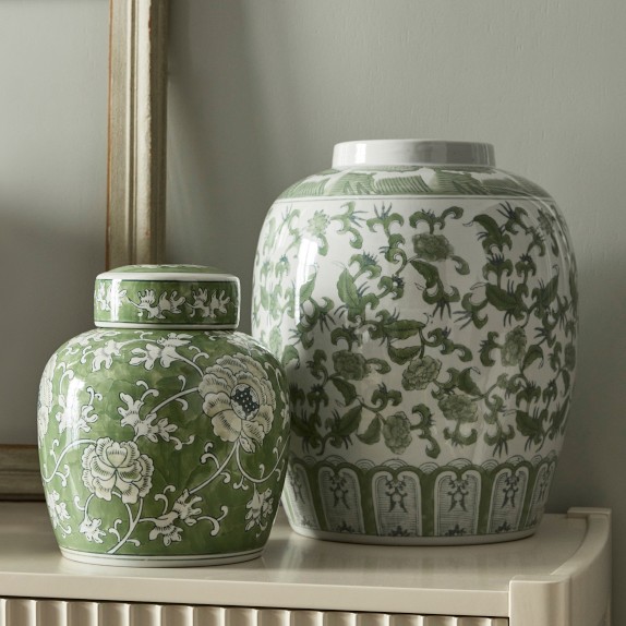 Chinoiserie Lidded Jar in Green | Williams Sonoma
