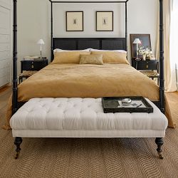 Fairfax Bench, Turned Leg with Tufted Top (51"-61")