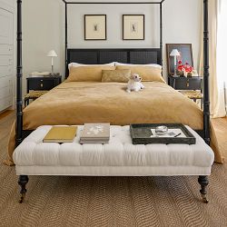 Fairfax Bench, Turned Leg with Tufted Top (51"-61")