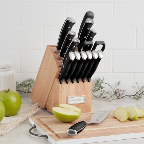 Cuisinart 15-Piece Triple Rivet Knife Block Set, Black